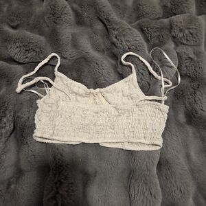 Cream Textured Crop Top